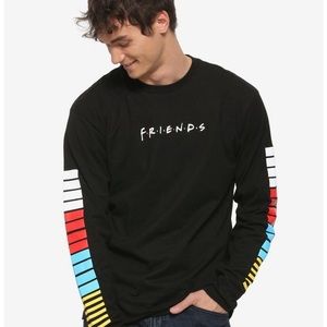 Friends Women Mens Women Black Long Sleeves Round Neck Top Shirt Blouse New